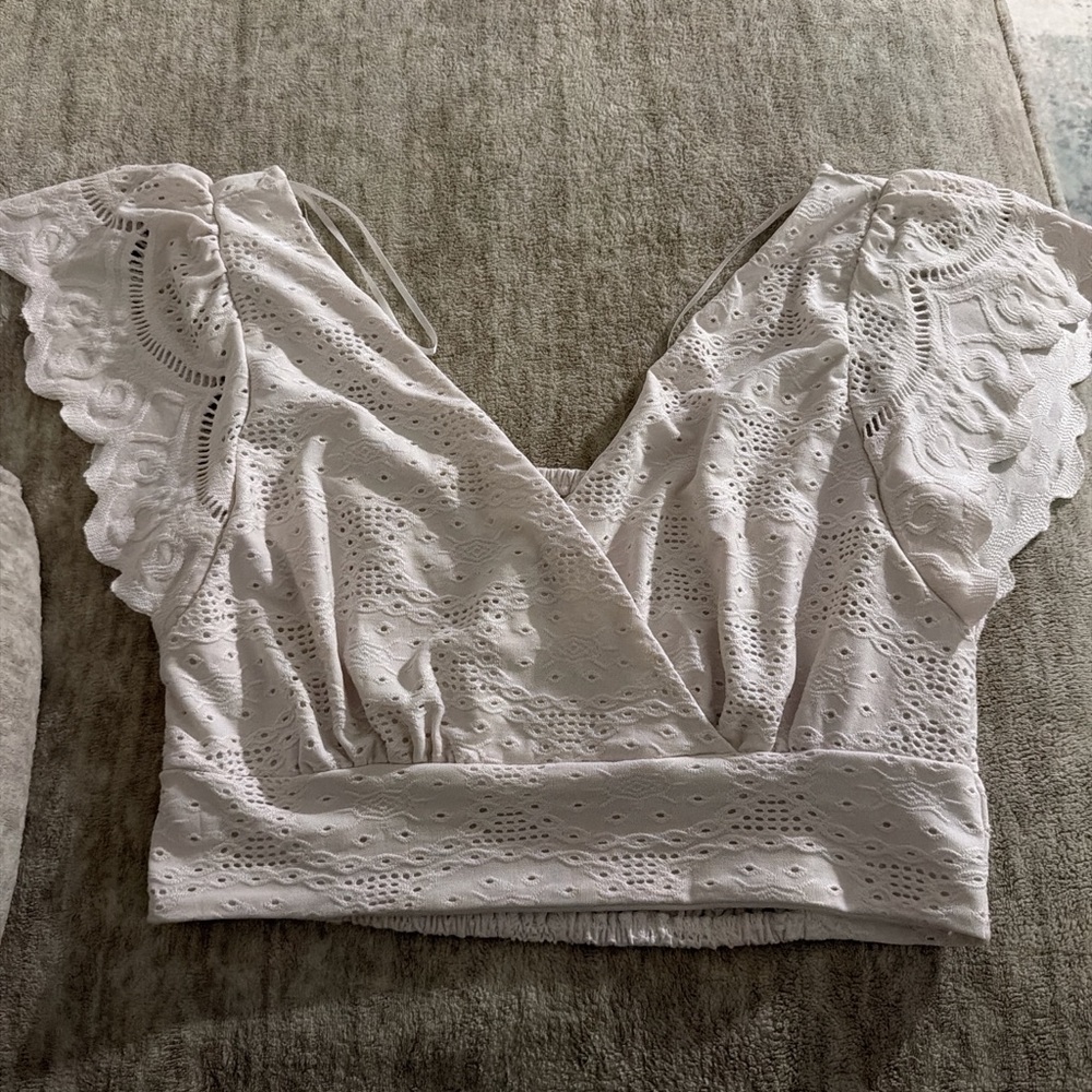 White Eyelet Crop Top